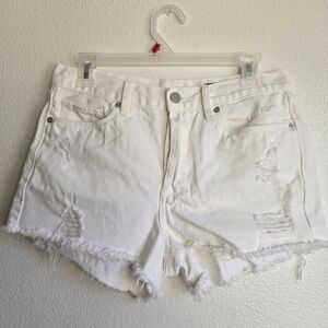Blank NYC White Distressed Jean Shorts